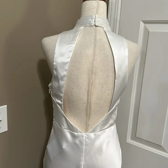 Lulus Gorgeous Vow White Satin Mock Neck Cowl Mermaid Maxi Dress - Picture 11 of 12